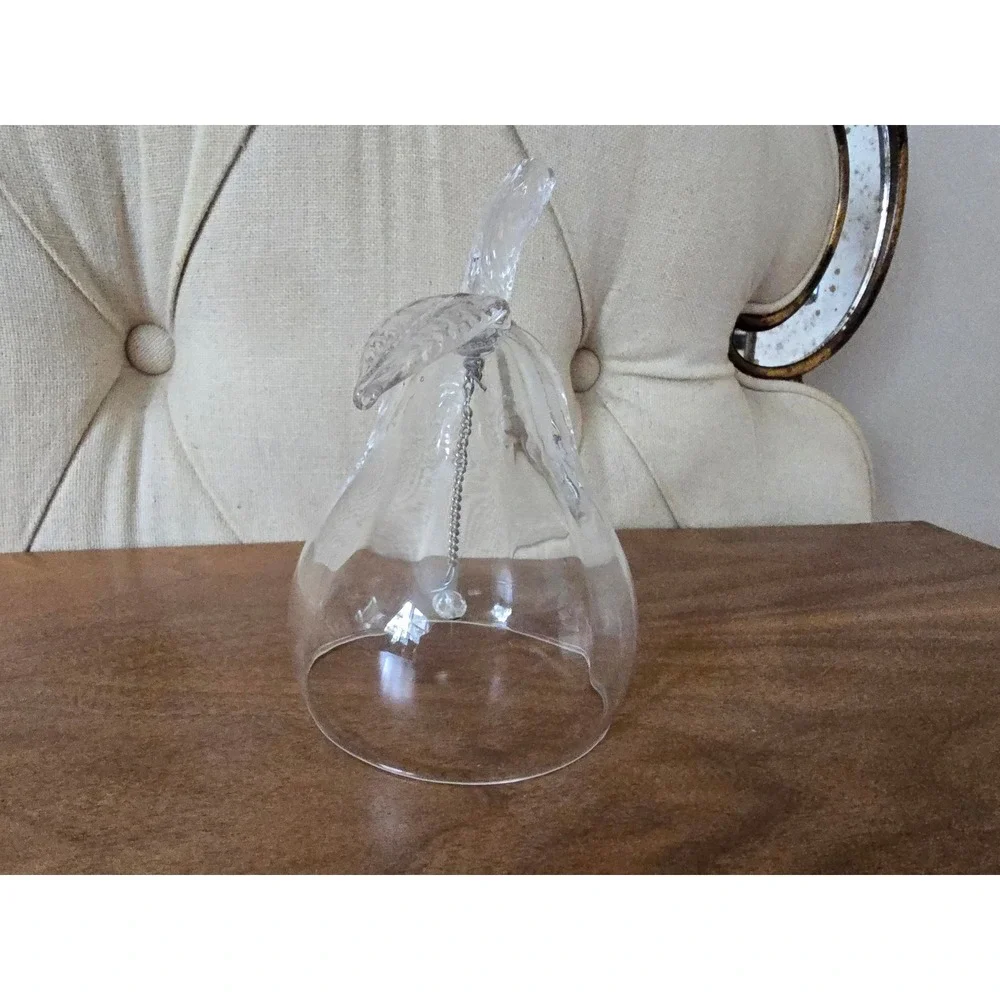 Vintage crystal glass pear bell with leaf